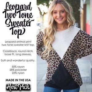 Leopard Two Tone Sweater Top 🎉HOST PICK🎉
